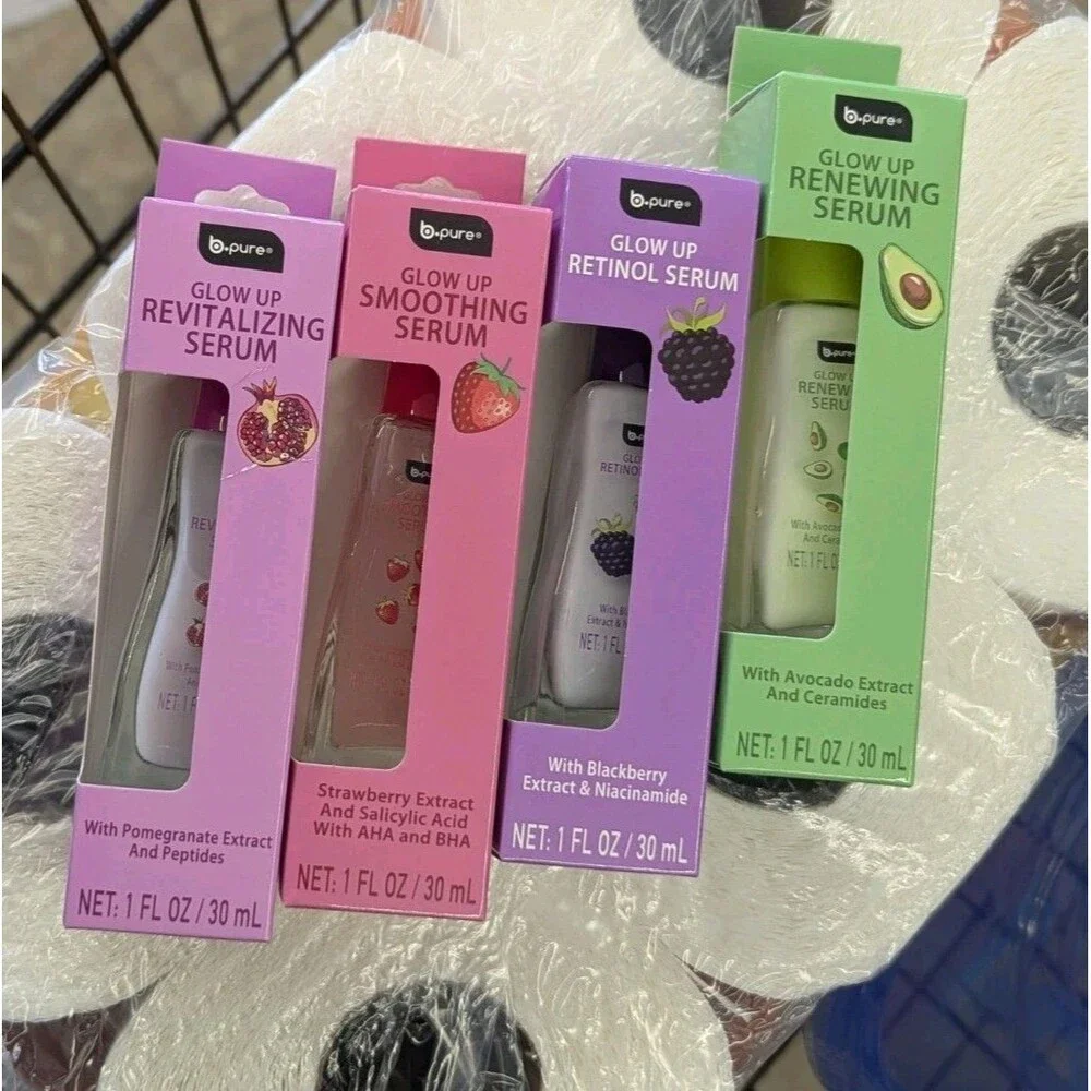 B Pure Set Of 4 Serums - Smoothing, Revitalizing, Renewing & Glow Up Retinol NEW